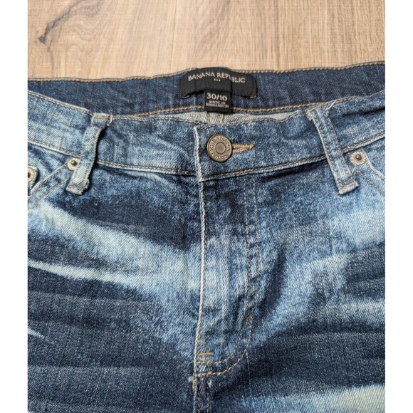 Banana Republic Blue Denim Shorts Size 10 Bleach Splash Cut Off 5" Women's - Picture 2 of 8